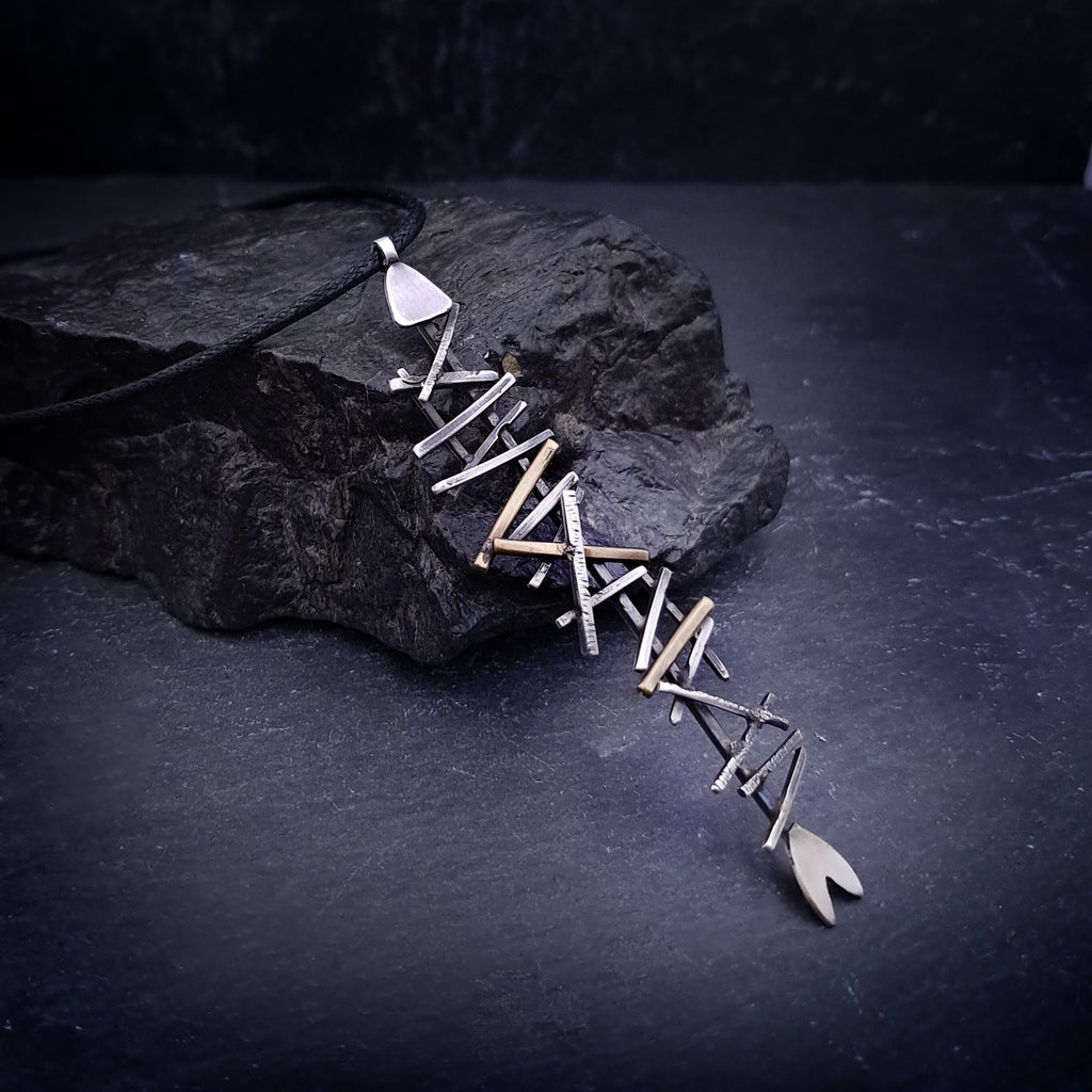 ''Fish'' 925 Silver Necklace with Brass