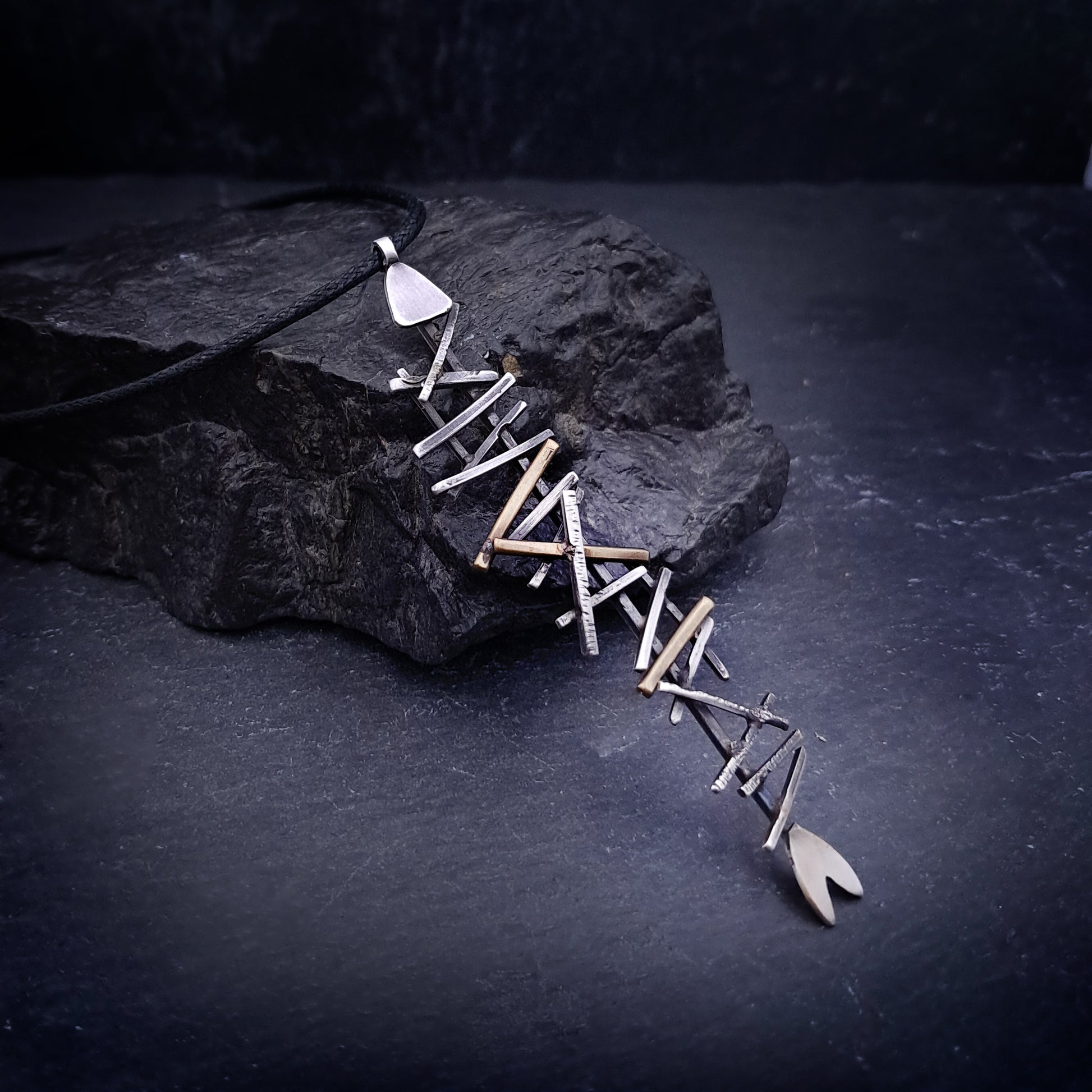 ''Fish'' 925 Silver Necklace with Brass