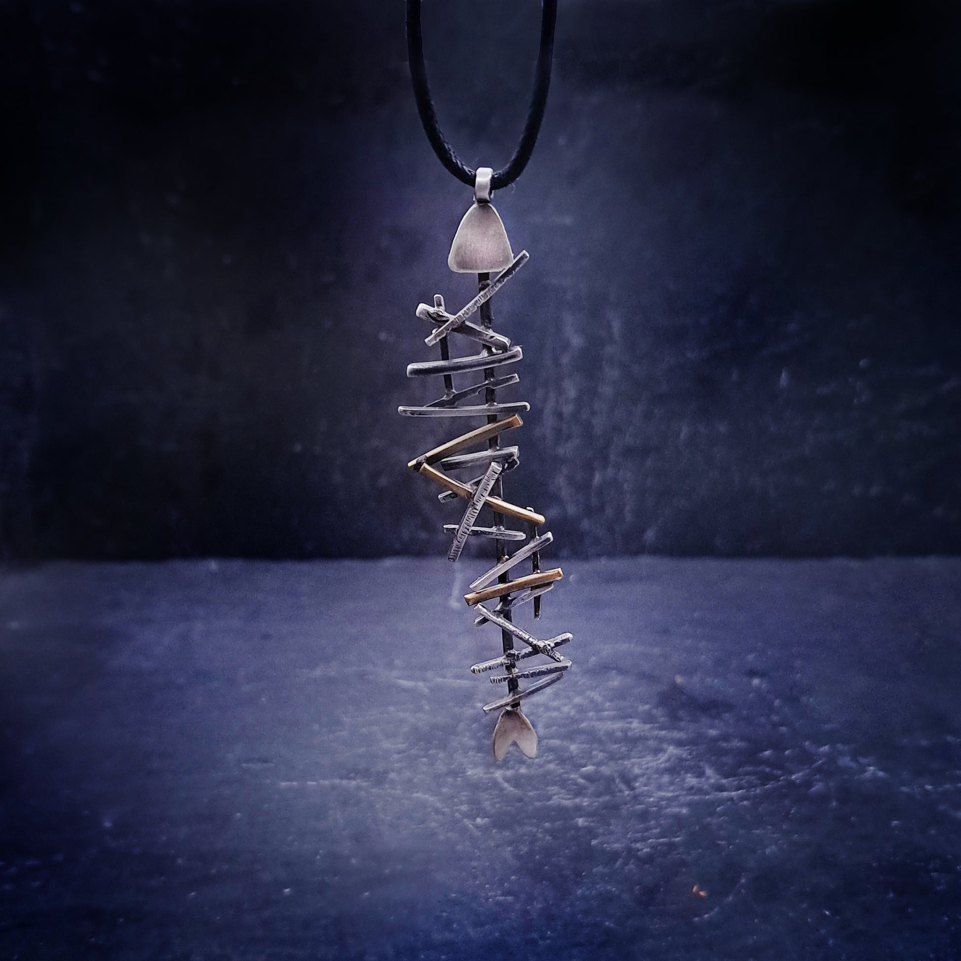 ''Fish'' 925 Silver Necklace with Brass