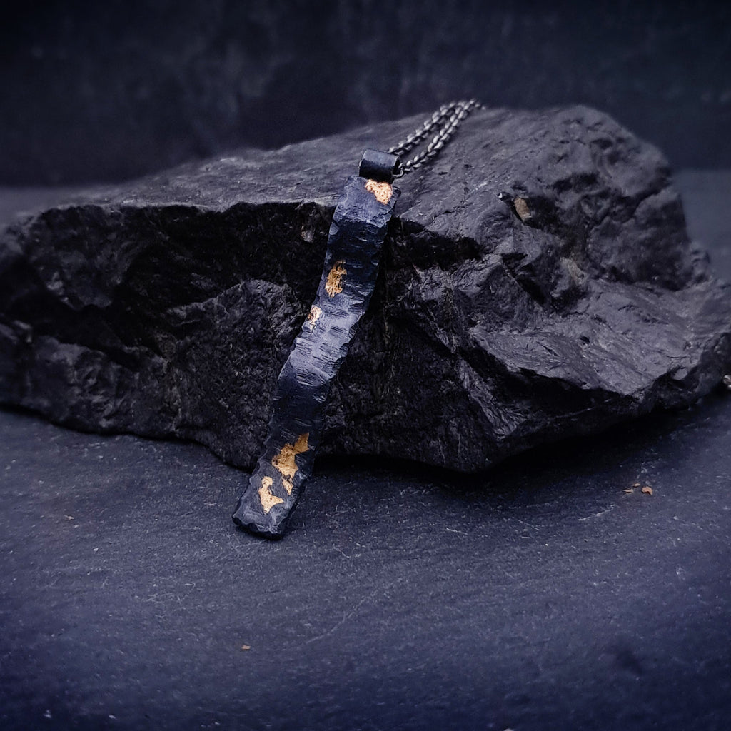 ''Gold Rift'' 925 Silver Necklace with Gold Accents