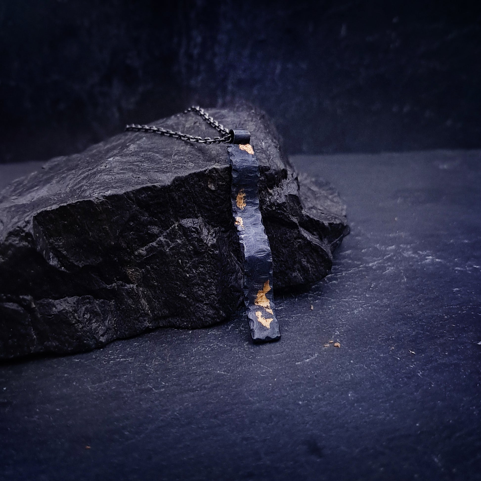 ''Gold Rift'' 925 Silver Necklace with Gold Accents