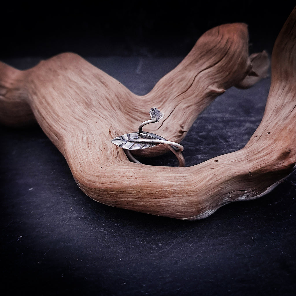 ''Twin leaf'' 925 Silver Ring