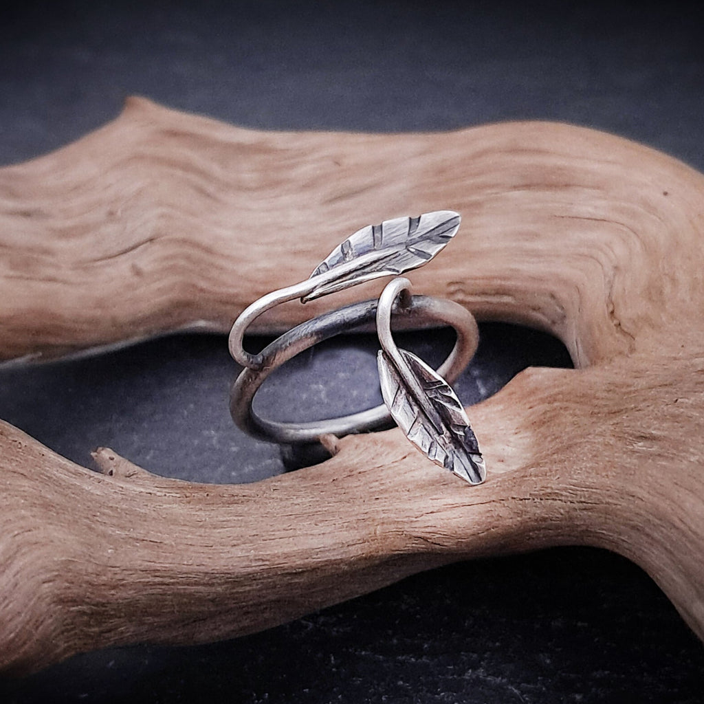 ''Twin leaf'' 925 Silver Ring