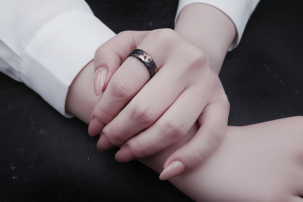 ''Aureate Trace'' Adjustable Silver 925 Ring with Gold Accents