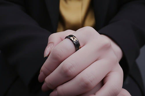 ''Aureate Trace'' Adjustable Silver 925 Ring with Gold Accents