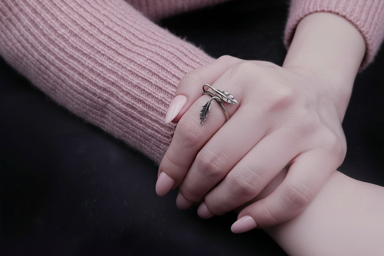 ''Twin leaf'' 925 Silver Ring