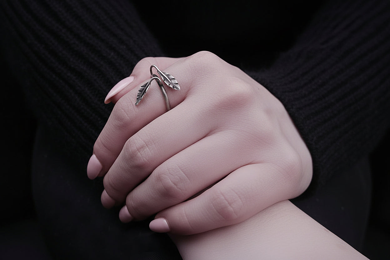''Twin leaf'' 925 Silver Ring