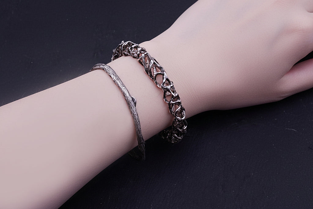 ''Whisper of Nature'' Textured 925 Silver Bangle