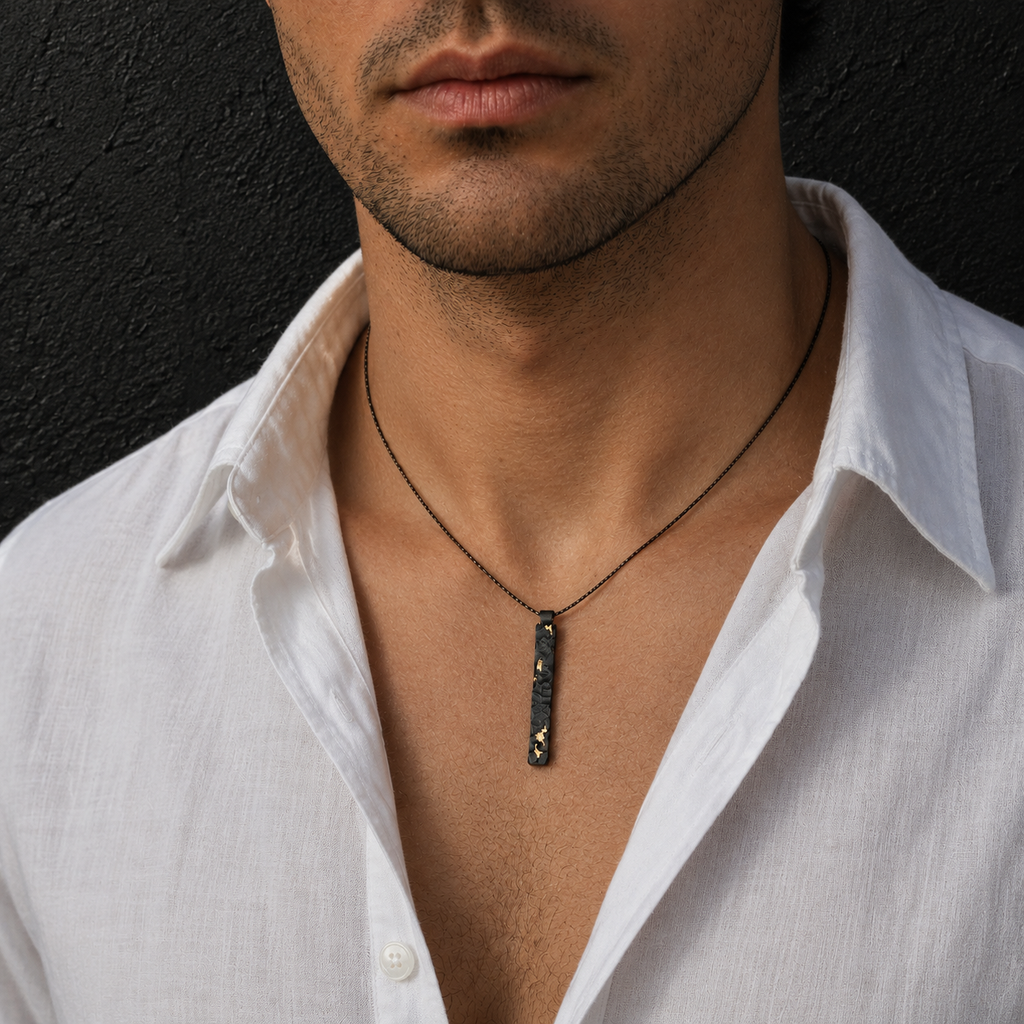 ''Gold Rift'' 925 Silver Necklace with Gold Accents