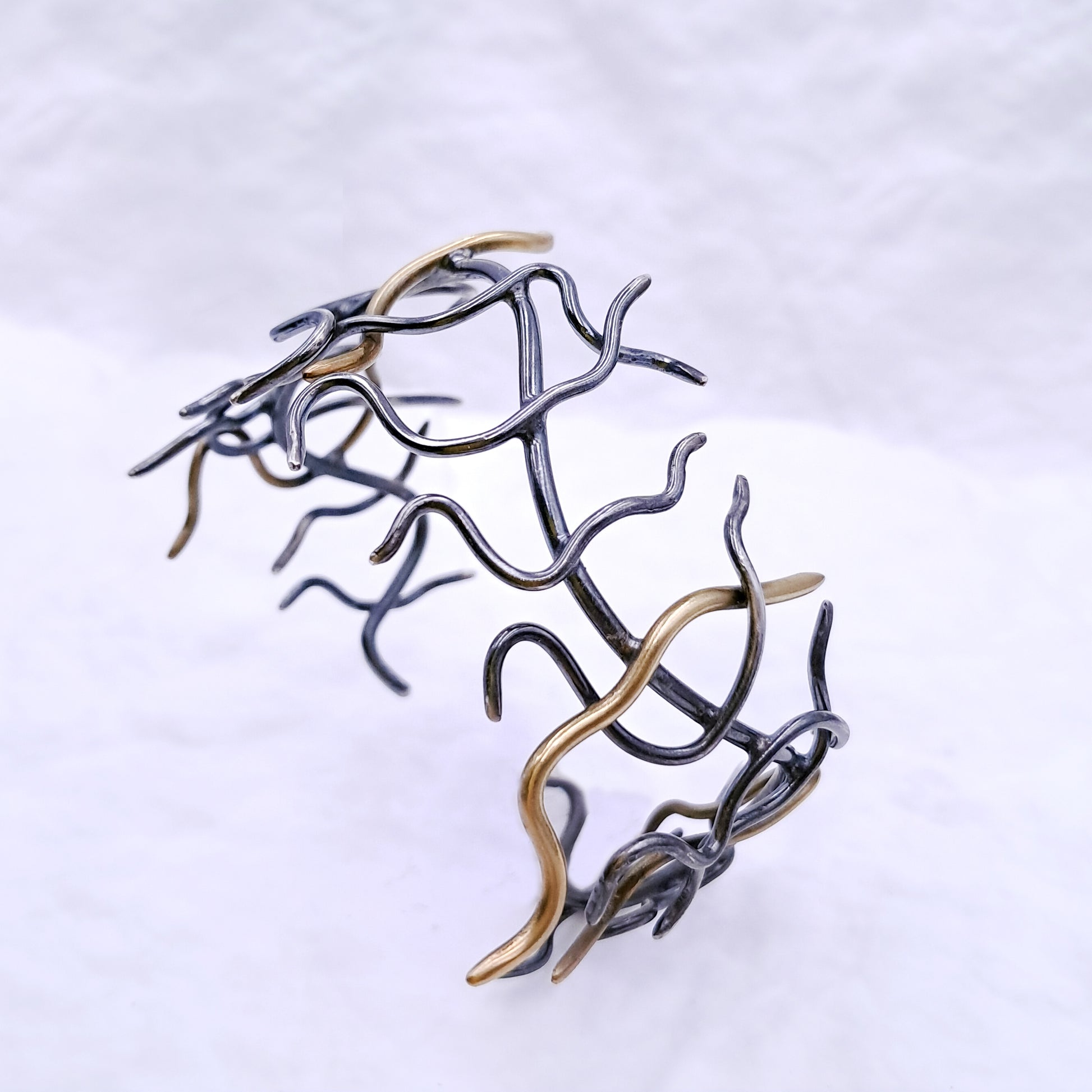 ''Medusa'' 925 Silver & Bronze Cuff Bracelet