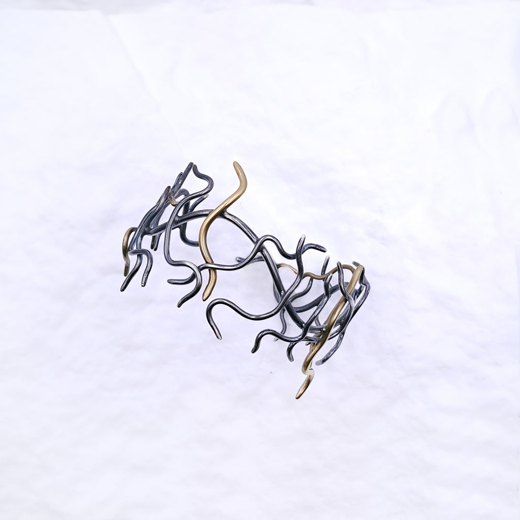 ''Medusa'' 925 Silver & Bronze Cuff Bracelet