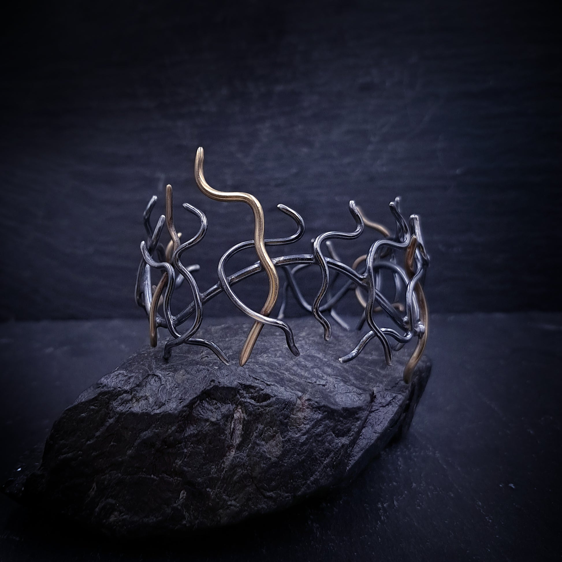 ''Medusa'' 925 Silver & Bronze Cuff Bracelet