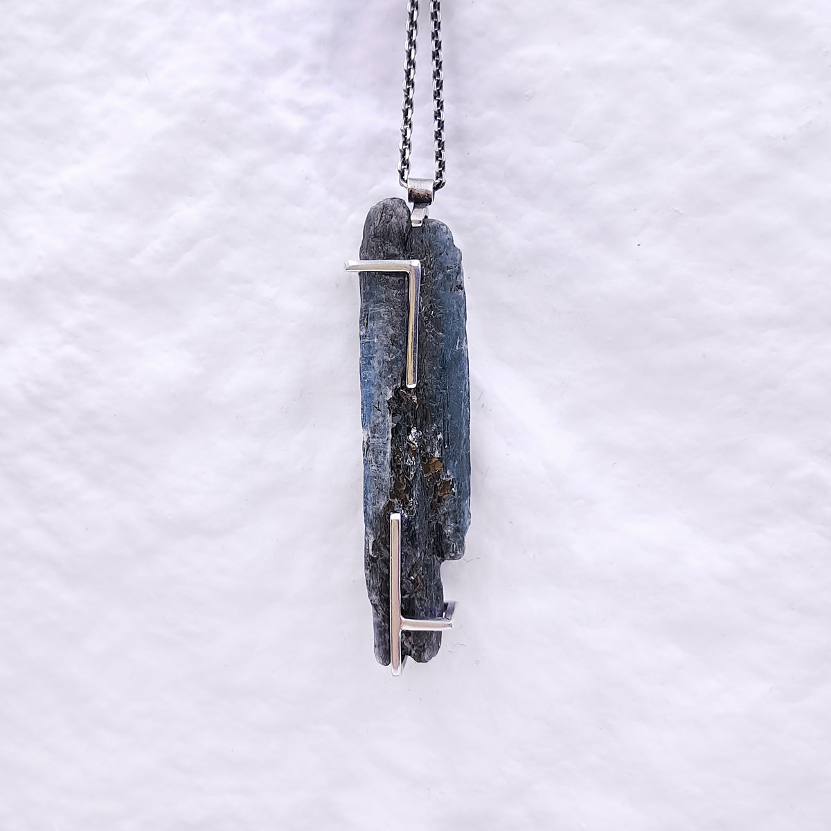 ''Raw Elegance'' 925 Silver Necklace with Blue Kyanite