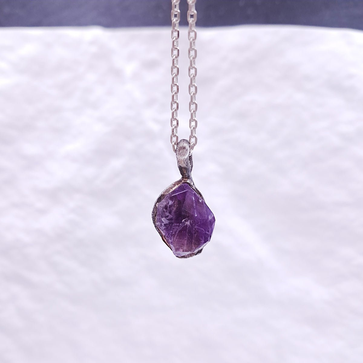 ''Rustic'' 925 Silver Necklace with Amethyst